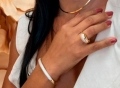 Anel Dourado Luxo Micro Zircônias
