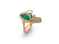 Anel Dourado Luxuoso Borboleta Fusion Verde Turmalina