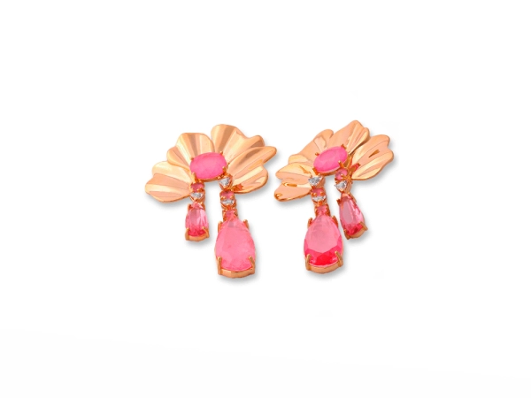 Brinco Alexandrita Gota Fusion Rosa
