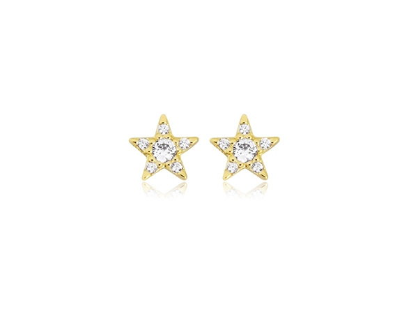 Brinco Dourado Estrelinhas Zircônia Baby/Piercing